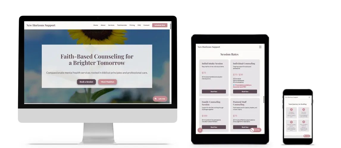 Responsive New Horizons Support website designed by Astro Web Pros