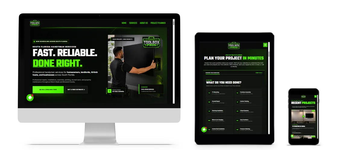 A website created by Astro Web Pros displayed across desktop, tablet and mobile devices